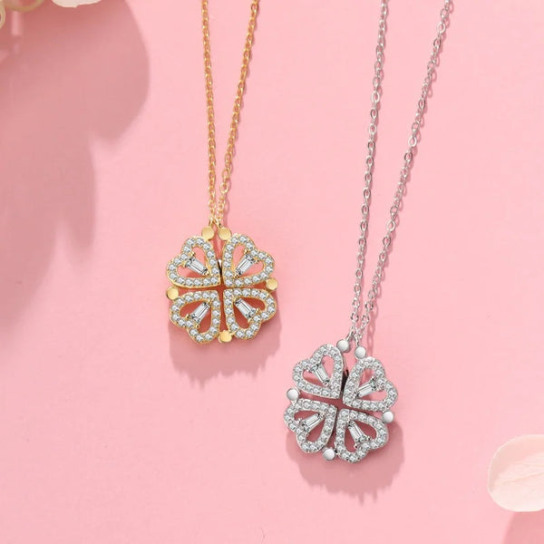 Heart & Clover Zircon Pendant Necklace