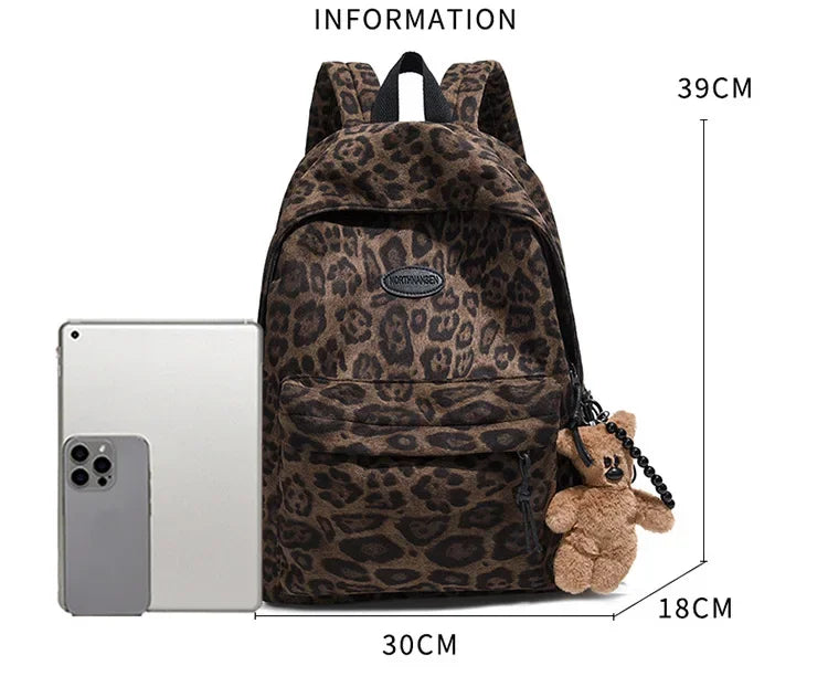 Leopard Print Casual Backpack for School & Daily Use