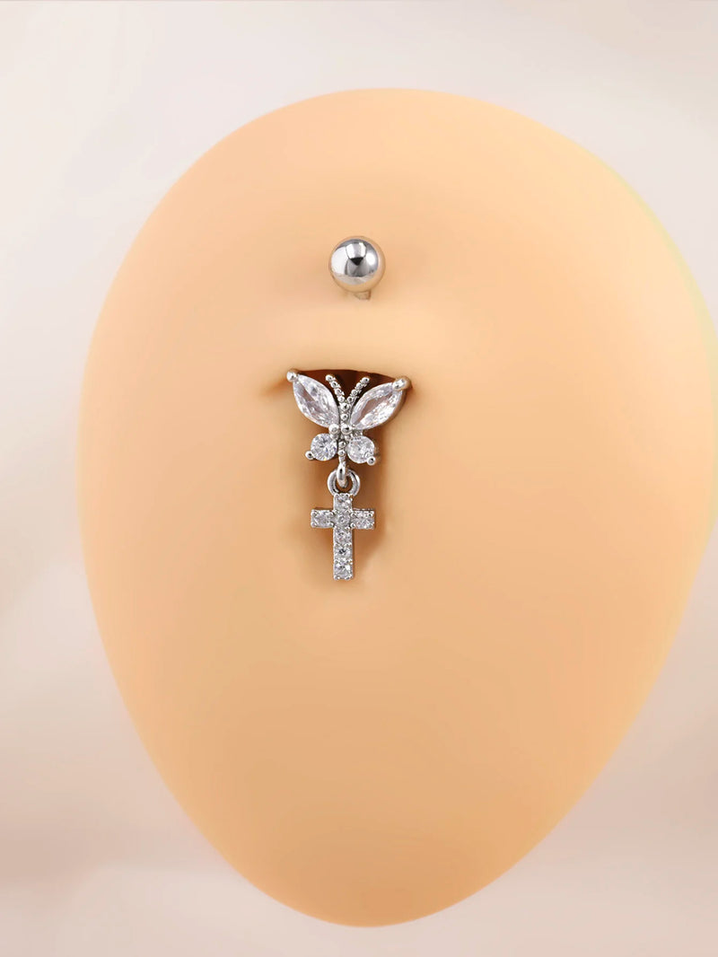 Piercing de Ombligo con Mariposa Colgante