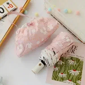 Pink lace double-layer folding umbrella with automatic open and close features