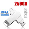 Silver 2-in-1 USB 3.2 Metal U disk with Type-C interface for high-speed data transfer