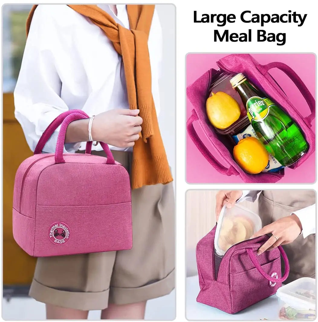 Insulated Canvas Lunch Bag with Butterfly Letter Pattern
