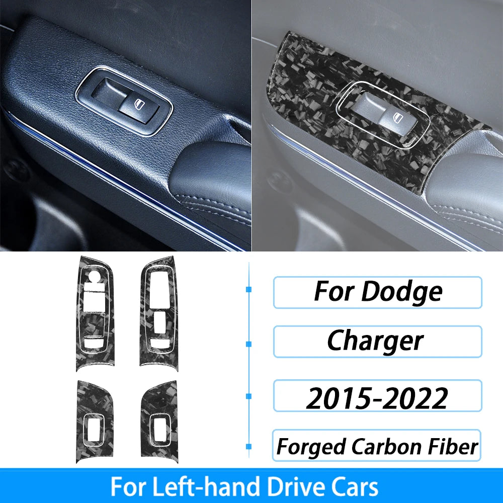 Compteur de vitesse et garniture de ventilation en fibre de carbone pour une Dodge Charger à conduite à gauche