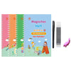 A colorful magic ink handwriting practice book set for kindergarten children with alphabet letters and illustrations.