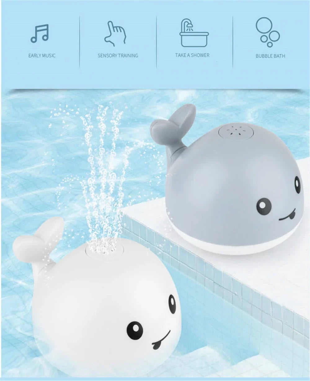 Whale Water Sprinkler Bath Toy with Glowing LED Lights