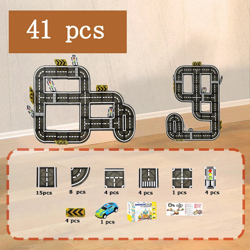 Magnetic Tiles Road Building Set for Kids