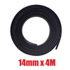 Black rubber seal strip for car windshield and door gaps, 14mm thick, 4 meters long.