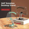 A clear acrylic stand allows 360 degree rotation for mounting a mobile phone or iPad on a desk.