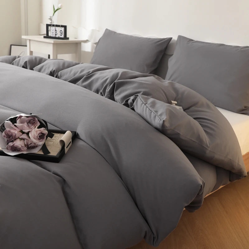 Washed Cotton Duvet Cover – Minimalist Solid Color Bedding