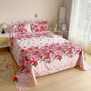 Red Floral Printed Flat Bed Sheet – Soft & Breathable