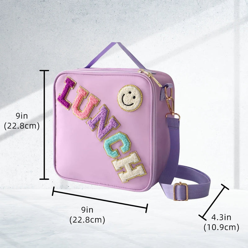Insulated Lunch Bag with Adjustable Strap & Chenille Patch