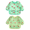Light green waterproof long-sleeve baby bibs with a pattern of watermelon slices