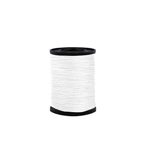 A spool of white heavy duty nylon thread for upholstery repair.