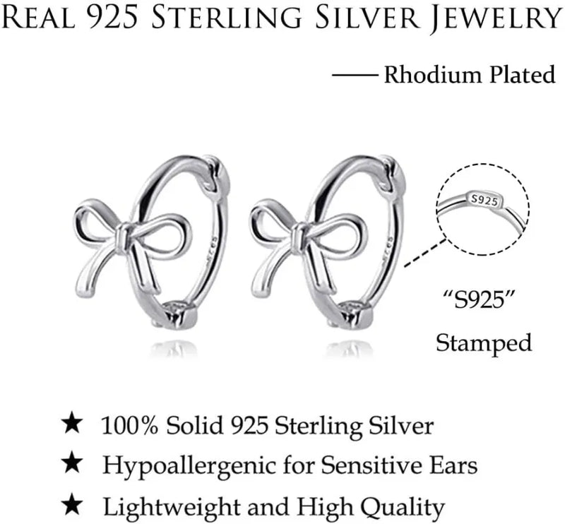 Sterling Silver Bow Hoop Earrings