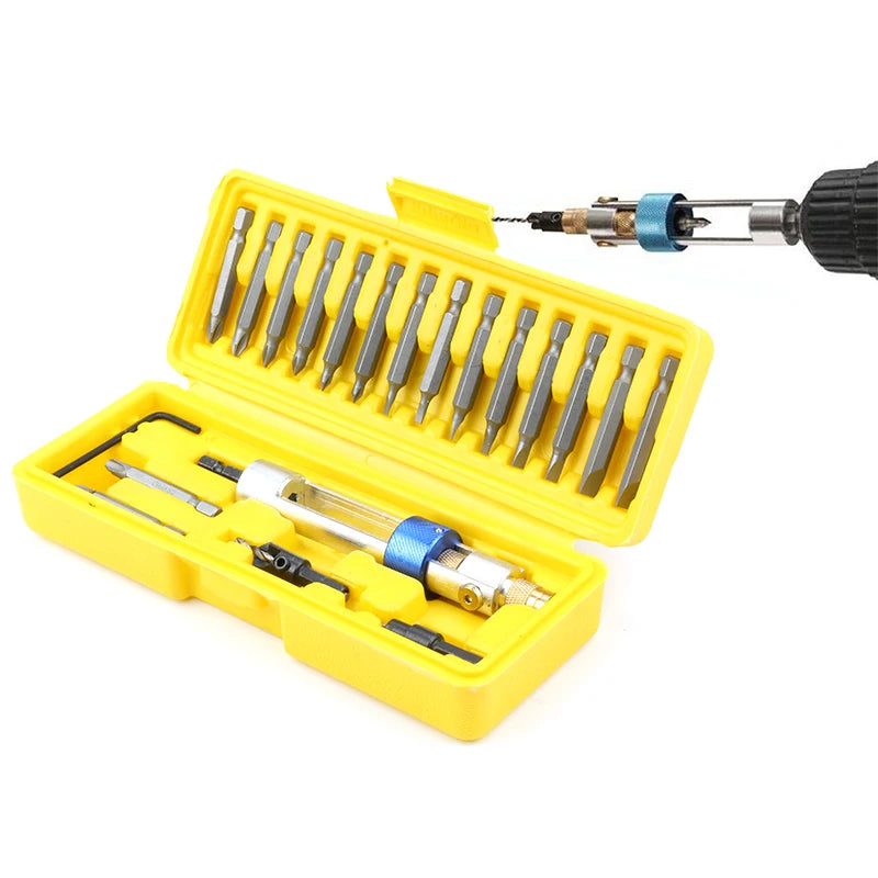 20-Piece Countersink Drill Bit and Screwdriver Bit Set with Quick-Change Adapter