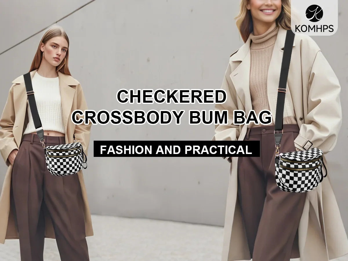 Women's Checkered Fanny Pack with Adjustable Crossbody Strap