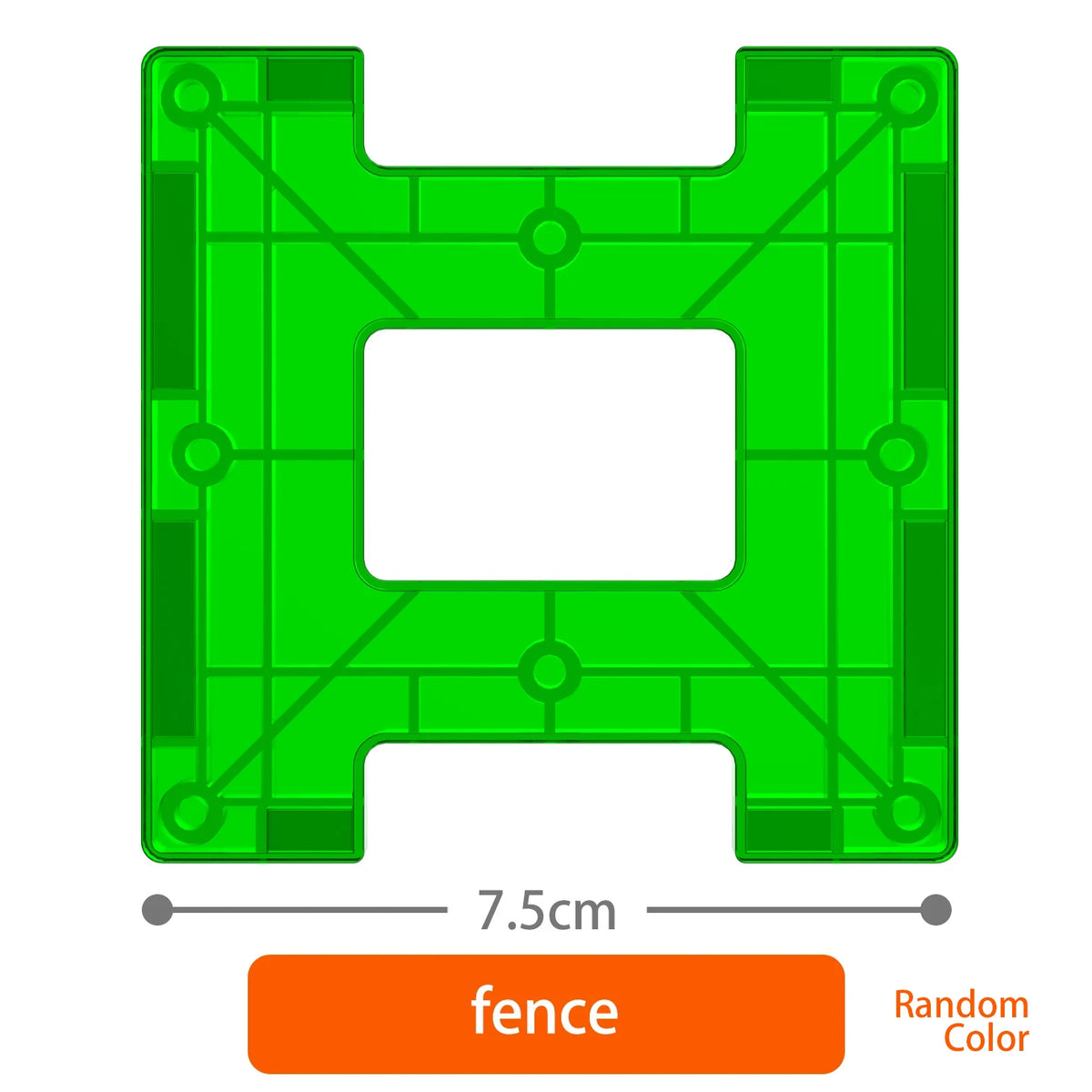 A green magnetic building tile shaped like the letter H.