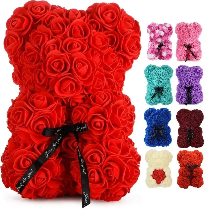 Eternal Rose Teddy Bear Gift for Mom, Valentine's Day & Home Décor