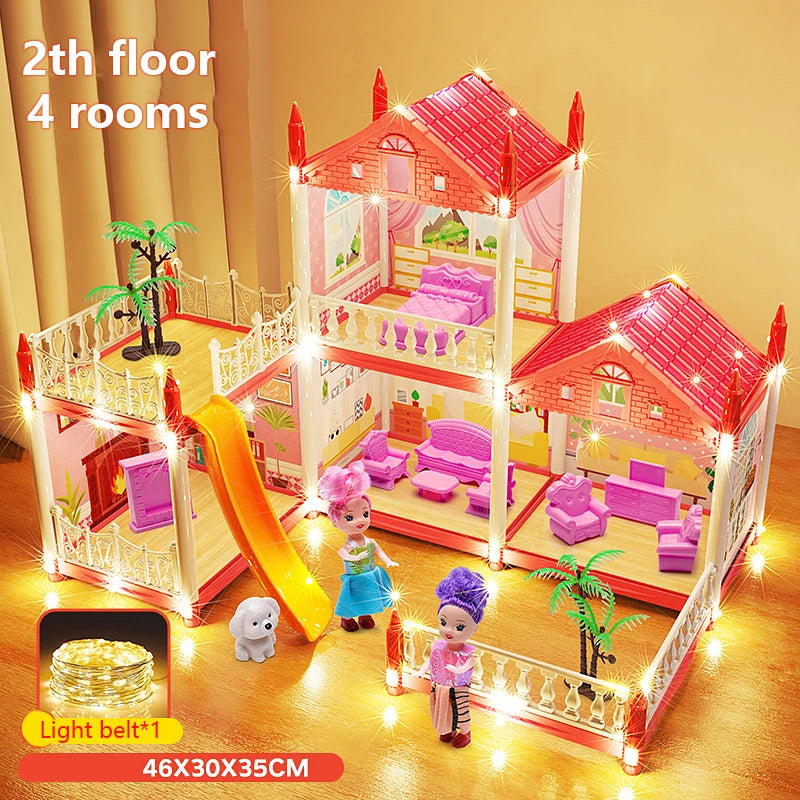 Enchanted Princess Castle DIY Dollhouse with LED Lights