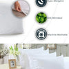 Premium quality zippered pillow protector features hypoallergenic, antimicrobial, and machine washable protection for pillows