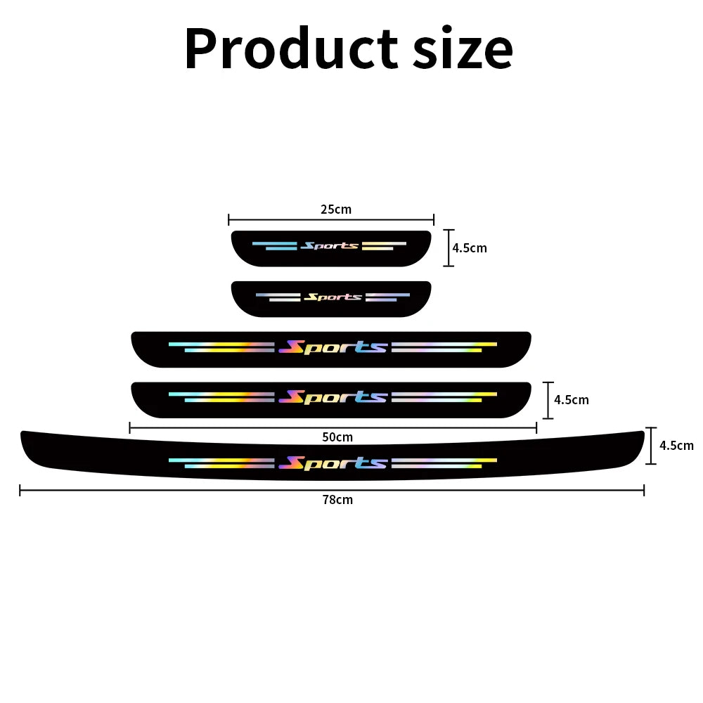 Diagram showing various sizes of sports decorative strips with corresponding dimensions.