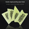 A set of yellow TPU car wrap film squeegees or double-edged grinding wiper blades are displayed on a dark surface.