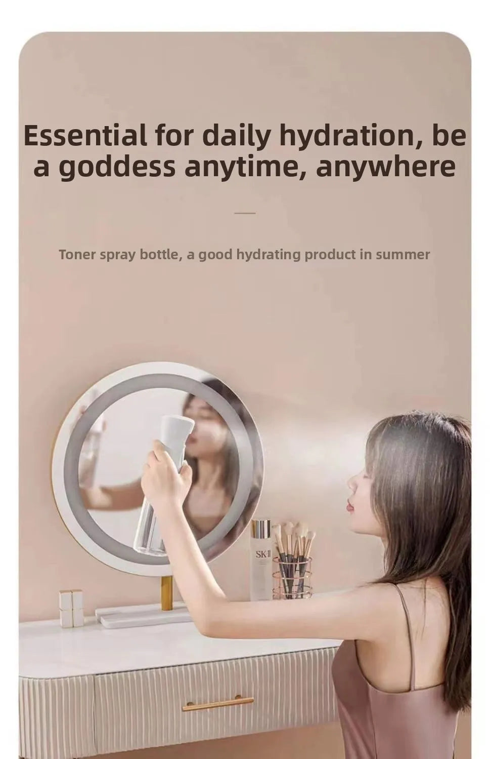 Continuous Mist Spray Bottle for Hair, Face & Makeup