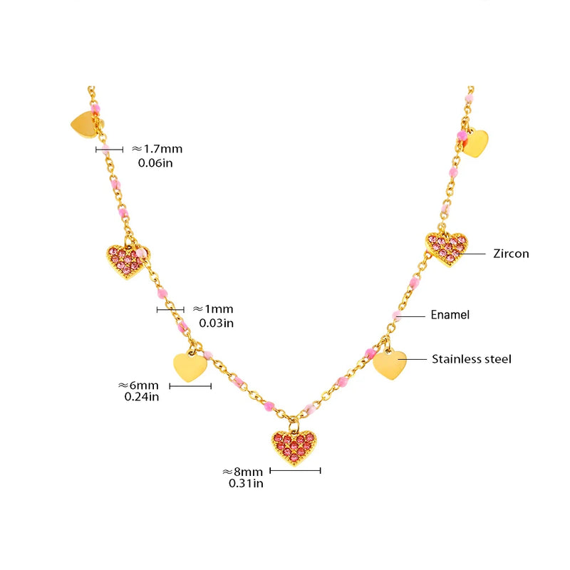 Heart Charm Stainless Steel Jewelry Set