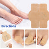 Disposable toenail repair patches shown on a foot and various application methods.