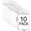 A pack of ten clear waterproof ID card holders with lanyard slots displayed in a row.