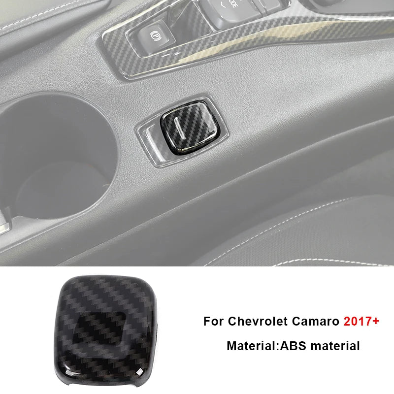Carbon fiber interior trim kit for Chevrolet Camaro 2017+ featuring a black textured finish