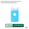 A clear blue reusable ice pack with a circular opening, described as a style that does not require water injection and can be