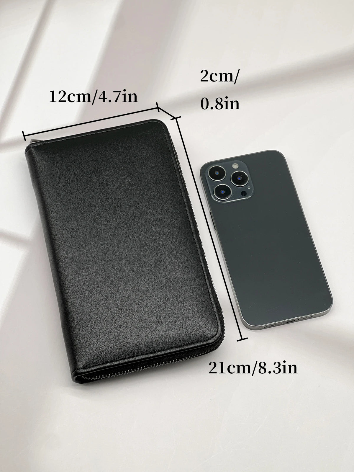 Classic Black Men's Leather Wallet with Phone Pocket