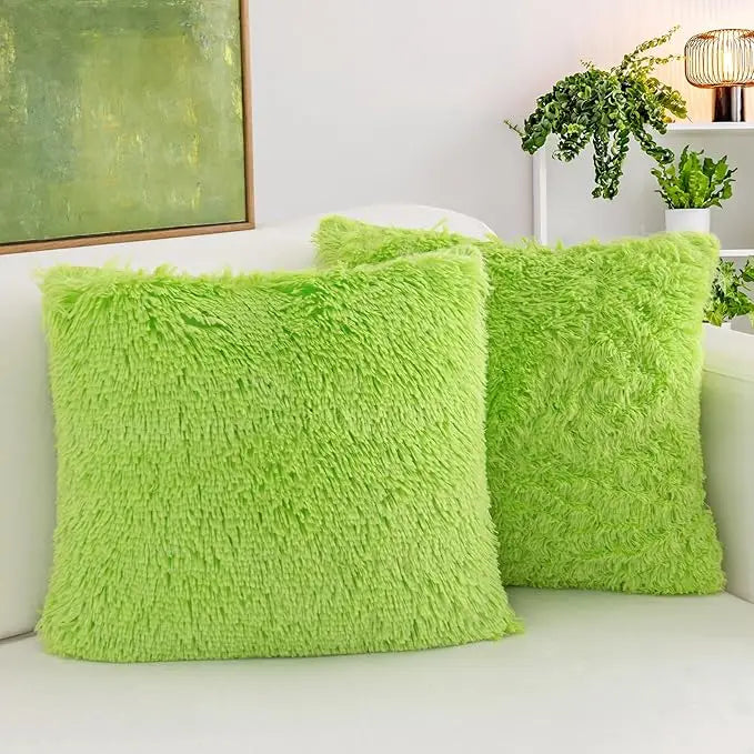 Luxury Faux Fur Throw Pillow Covers (Set of 2)