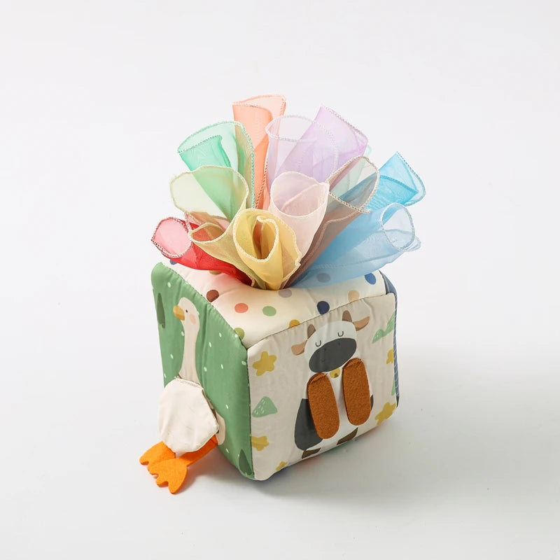 Montessori Cotton Pull-Along Sensory Tissue Box for Babies