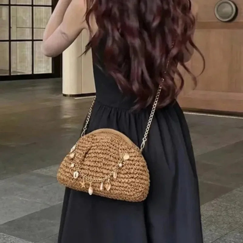 Bolso Cruzado Bohemio de Paja Artesanal