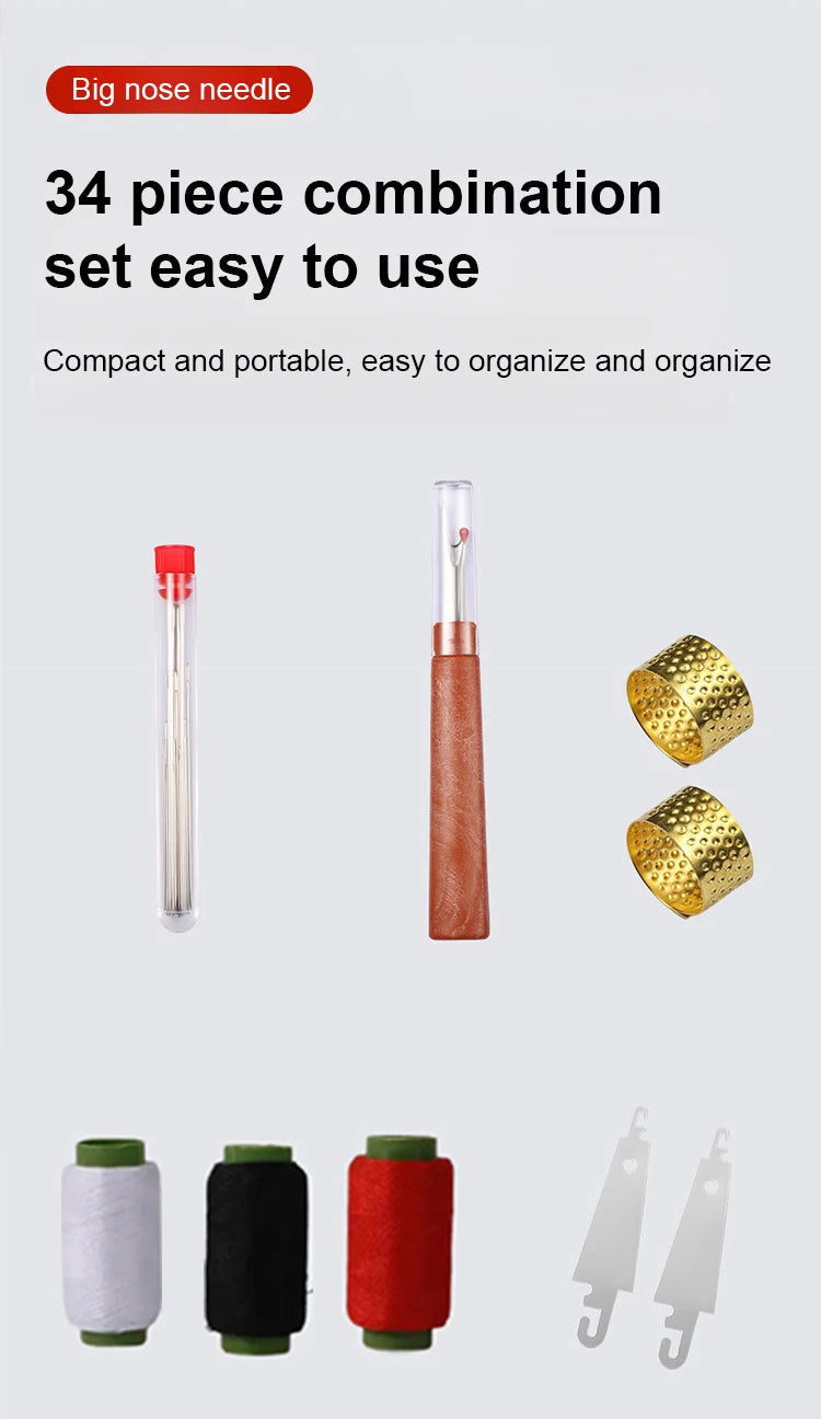 Complete Hand Sewing Tool Kit with Large-Eye Needles