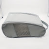 A gray breathable oxford cloth shoe storage bag shown from the side.