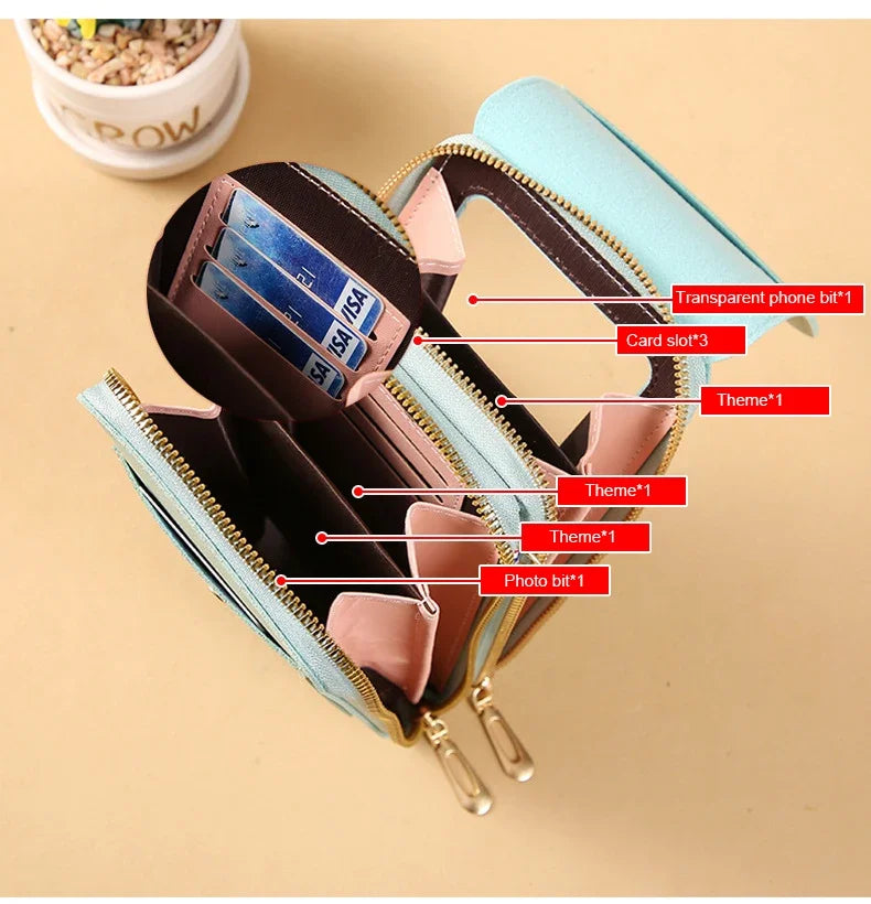 Women's Crossbody Wallet Bag with Touchscreen Phone Pocket