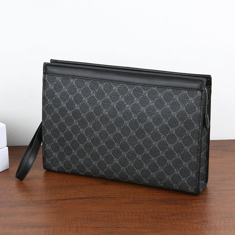 Men's PU Leather Tablet Clutch Bag with Zipper