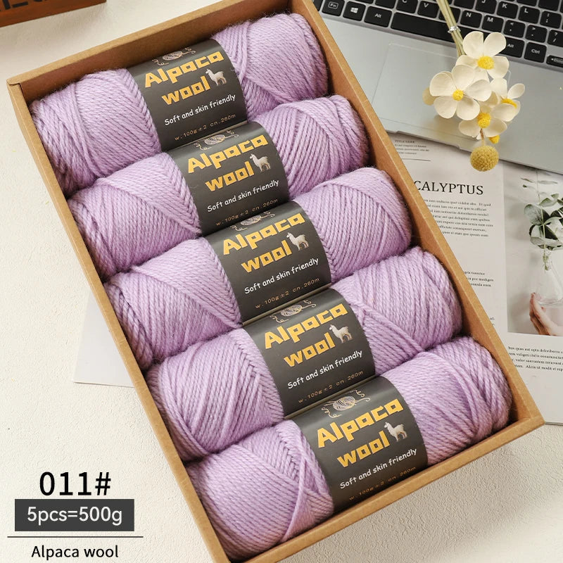 Chunky Alpaca Wool Knitting Yarn – 500g Multi-Color Set for Cozy Winter Projects