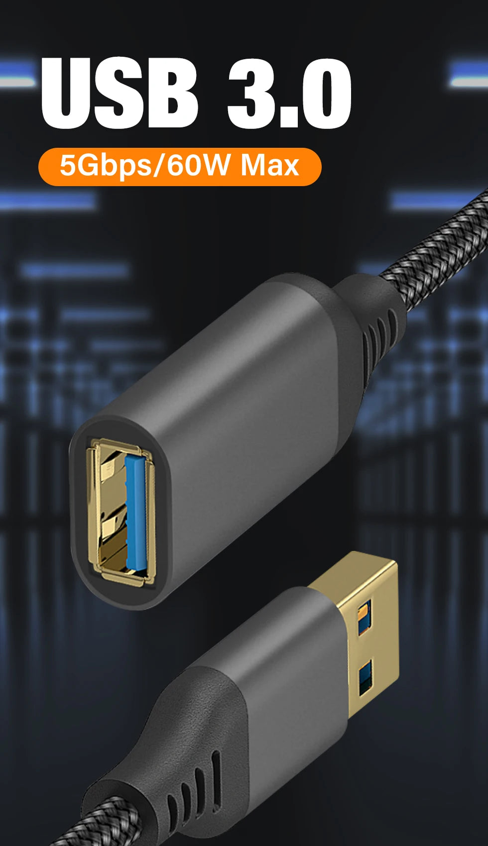 Nylon Braided USB 3.0 Extension Cable