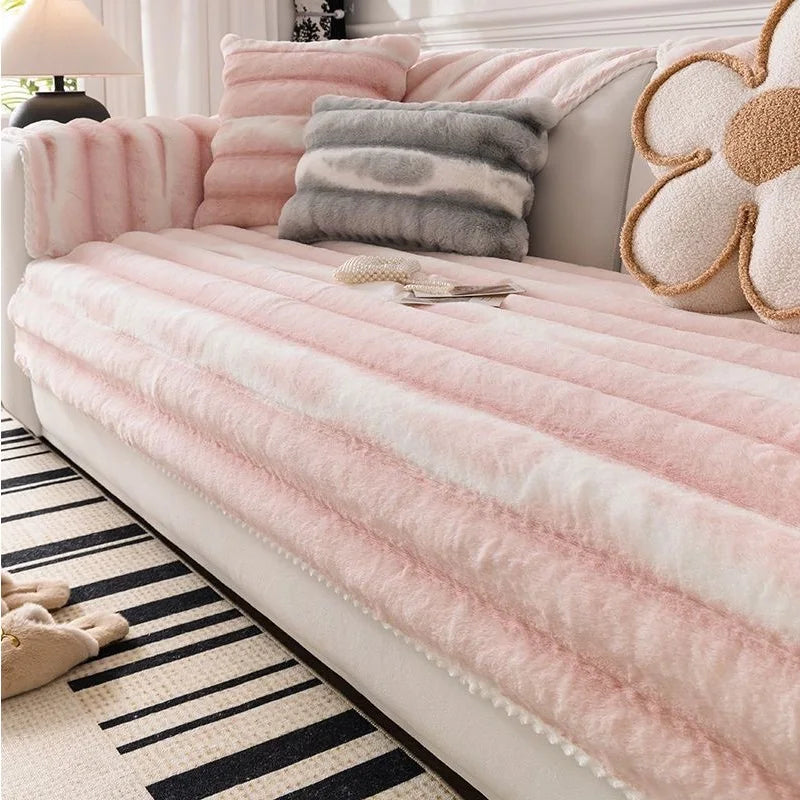 Plush Velvet Padded Sofa Cover with Non-Slip Backing