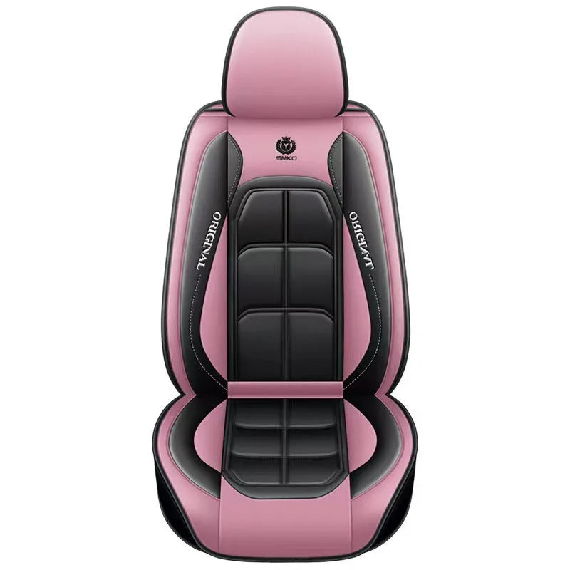 Pink und schwarz, universeller Lederautositzenbezug mit Nähte.