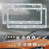 A set of crystal rhinestone license plate frames and various rhinestone components for car customization