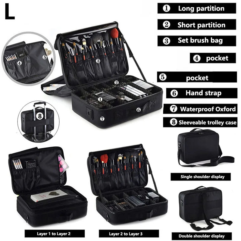 Large Capacity Waterproof Makeup Bag with Zipper Closure