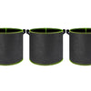 Three black heavy-duty non-woven fabric grow bags for plants, shown side by side.