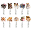 A collection of cute hamster-themed retractable badge reels featuring various expressions and designs.