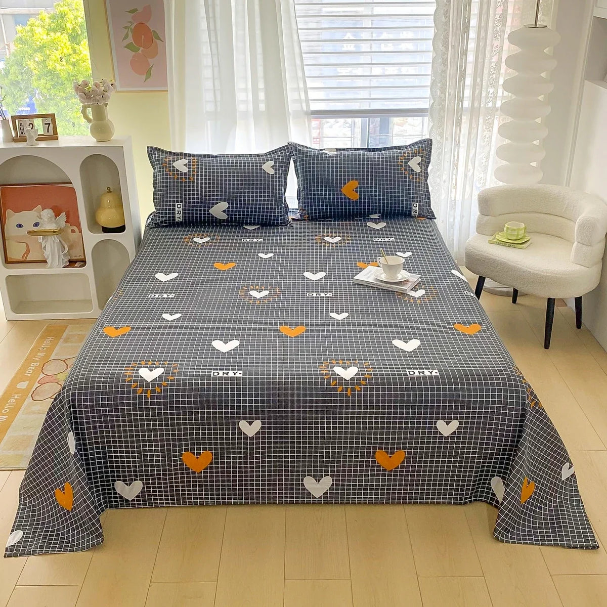 Red Floral Printed Flat Bed Sheet – Soft & Breathable
