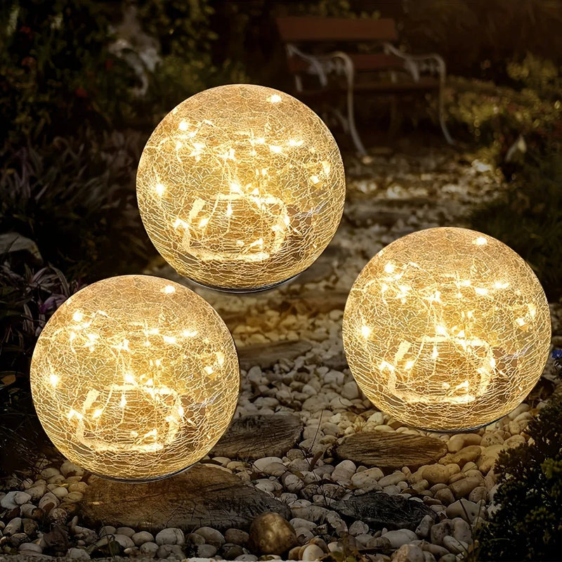 Solar-Powered Cracked Glass Globe Light
